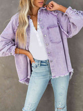 Load image into Gallery viewer, Button Down Raw Hem Denim Jacket
