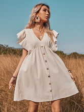 Load image into Gallery viewer, Ruffled Cap Sleeve V-Neck Mini Dress