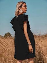 Load image into Gallery viewer, Ruffled Cap Sleeve V-Neck Mini Dress