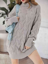 Load image into Gallery viewer, Cable-Knit Turtleneck Sweater Dress