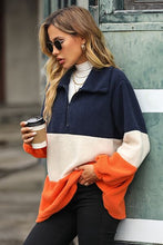 Load image into Gallery viewer, Color Block Quarter Zip Sweatshirt