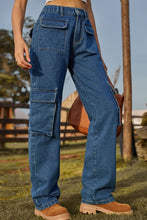 Load image into Gallery viewer, Loose Fit Long Jeans with Pockets