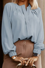 Load image into Gallery viewer, Button Up Round Neck Long Sleeve Shirt