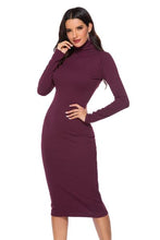 Load image into Gallery viewer, Ribbed Turtleneck Long Sleeve Dress