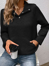 Load image into Gallery viewer, Raglan Sleeve Collared Neck Sweatshirt with Pocket