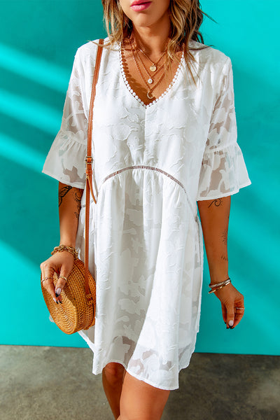 SOPHIA Flounce Sleeve Mini Dress