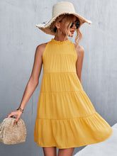 Load image into Gallery viewer, Tie Back Mock Neck Tiered Dress
