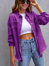 Load image into Gallery viewer, Distressed Drop Shoulder Denim Jacket