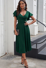 Load image into Gallery viewer, Flutter Sleeve Surplice Midi Dress