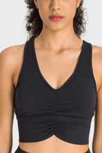 Load image into Gallery viewer, Gathered Detail Halter Neck Sports Bra