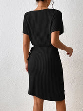 Load image into Gallery viewer, Ribbed Boat Neck Short Sleeve Dress