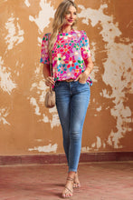 Load image into Gallery viewer, Tied Printed Round Neck Half Sleeve Blouse