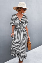 Load image into Gallery viewer, Striped Tie Belt Midi Dress