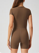 Load image into Gallery viewer, Half Zip Short Sleeve Active Romper
