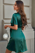 Load image into Gallery viewer, Tie Front Plunge Flutter Sleeve Mini Dress