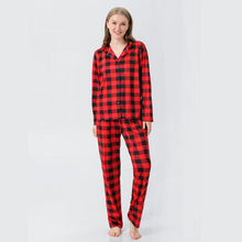 Load image into Gallery viewer, Women Plaid Collared Neck Shirt and Pants Set