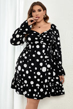 Load image into Gallery viewer, Plus Size Polka Dot Sweetheart Neck Flounce Sleeve Mini Dress