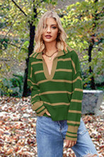 Load image into Gallery viewer, Striped Collared Long Sleeve Sweater