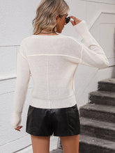 Load image into Gallery viewer, V-Neck Dropped Shoulder Long Sleeve Knit Top
