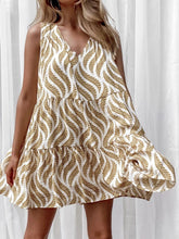 Load image into Gallery viewer, Printed V-Neck Sleeveless Mini Dress