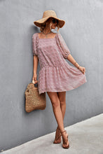 Load image into Gallery viewer, Swiss Dot Square Neck Half Balloon Sleeve Dress