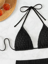 Load image into Gallery viewer, Eyelet Halter Neck Bra and Bottom Swim Set