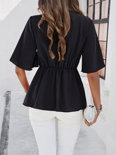 Load image into Gallery viewer, Surplice Tie Waist Half Sleeve Blouse
