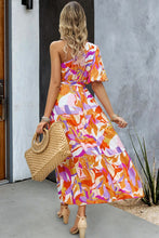 Load image into Gallery viewer, Printed One-Shoulder Tie Belt Maxi Dress