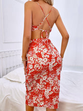 Load image into Gallery viewer, Floral Print Tie Back Cowl Neck Sleeveless Midi Dress