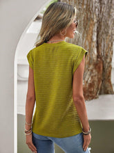 Load image into Gallery viewer, Textured Round Neck Cap Sleeve Blouse