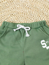 Load image into Gallery viewer, Kids Graphic Waffle-Knit Round Neck Top and Shorts Set