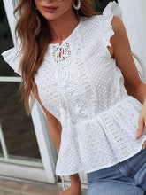 Load image into Gallery viewer, ADELE Flutter Sleeve Eyelet Blouse