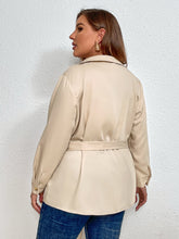 Load image into Gallery viewer, Plus Size Tie Belt Long Sleeve Shirt
