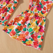 Load image into Gallery viewer, Baby Girl Graphic Top and Printed Flare Pants Set