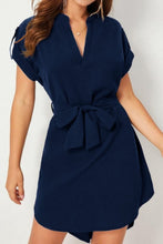 Load image into Gallery viewer, Tied Notched Short Sleeve Dress