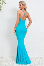 Load image into Gallery viewer, Crisscross Spaghetti Strap Fishtail Dress