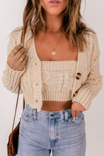 Load image into Gallery viewer, Cable-Knit Cropped Cardigan and Cami Set