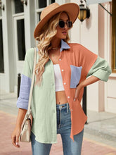 Load image into Gallery viewer, Color Block Button Up Collared Neck Shirt