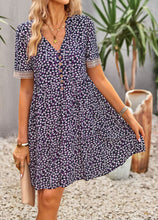 Load image into Gallery viewer, Floral Buttoned Puff Sleeve Dress