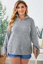 Load image into Gallery viewer, Plus Size Heathered Quarter Zip Pullover