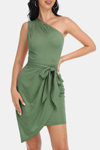 Load image into Gallery viewer, Tie Front One-Shoulder Sleeveless Dress
