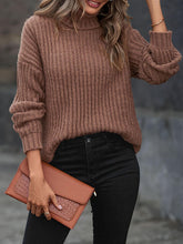 Load image into Gallery viewer, Turtleneck Dropped Shoulder  Pullover Sweater