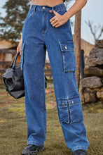 Load image into Gallery viewer, Loose Fit Long Jeans with Pockets