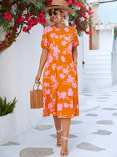 Load image into Gallery viewer, Floral Puff Sleeve Ruffle Hem Midi Dress