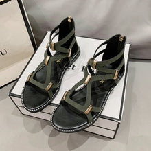 Load image into Gallery viewer, Open Toe Back Zipper Flat Sandals