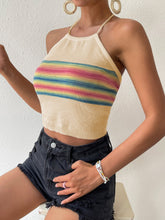 Load image into Gallery viewer, Contrast Halter Neck Lace-Up Cami
