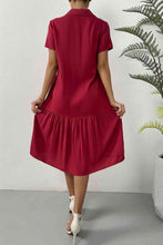 Load image into Gallery viewer, Short Sleeve Button Down Midi Dress