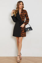 Load image into Gallery viewer, Leopard Color Block Belted Shawl Collar Dress