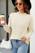 Load image into Gallery viewer, Waffle-Knit Round Neck Reglan Sleeve Sweater