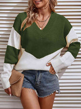 Load image into Gallery viewer, Color Block V-Neck Sweater